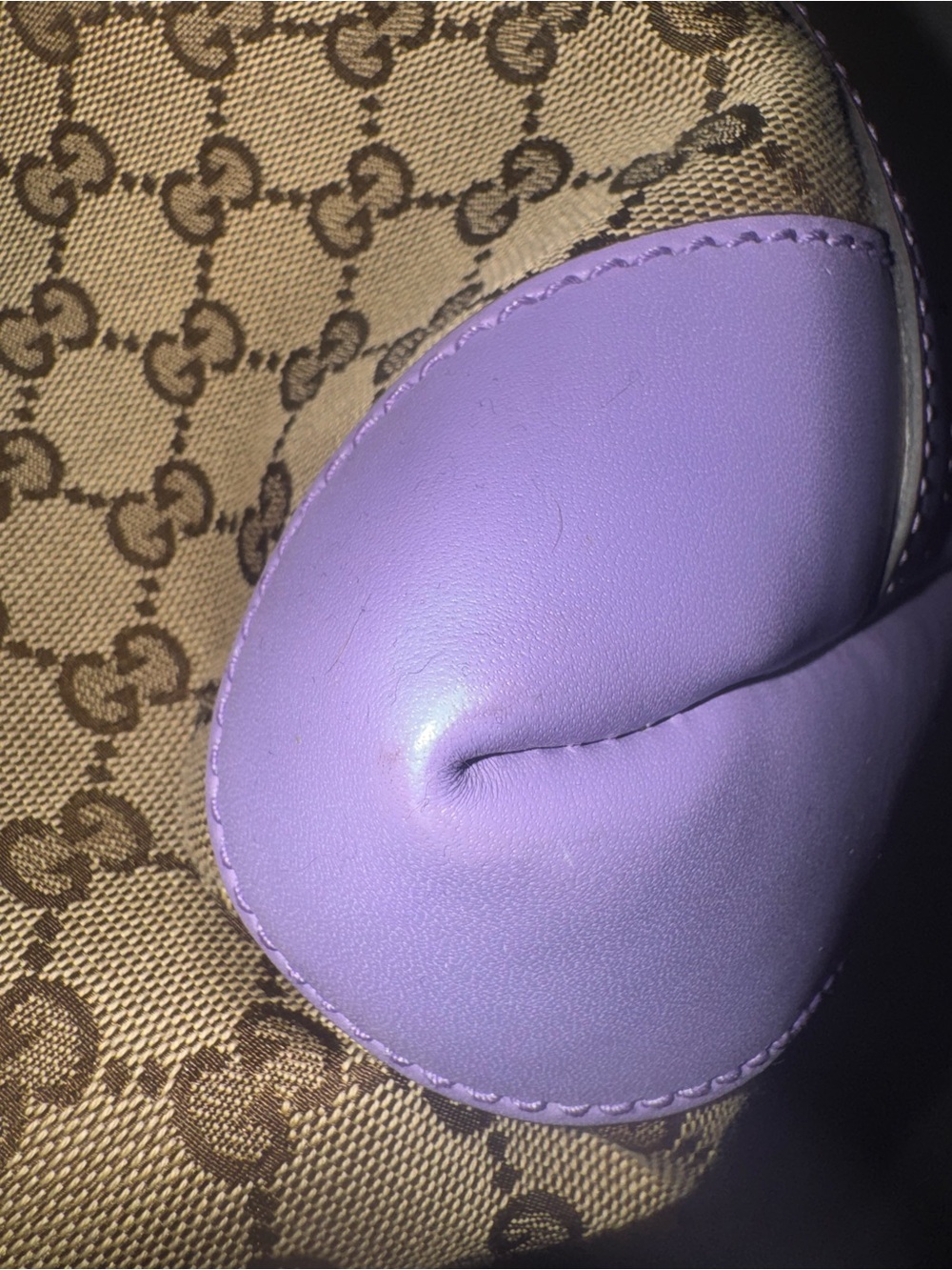 Gucci Beige GG Canvas Tote with Lavender Trim - Picture 8 of 16